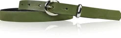 MIA: schmaler Damen Ledergürtel 2 cm, silbern glänzende Gürtelschnalle und Schlaufe, echt Leder