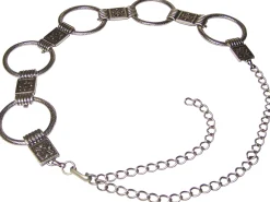 MILA Damen Ledergürtel Kettengürtel antiksilbernes Design