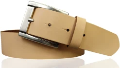 MILANO: Basic Gürtel 4 cm aus echtem Leder mit schöner altsilbernen Gürtelschnalle