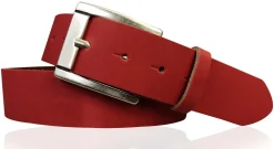 MILANO: Basic Gürtel 4 cm aus echtem Leder mit schöner altsilbernen Gürtelschnalle
