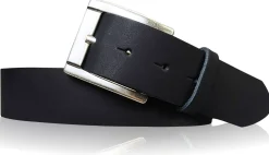 MILANO: Basic Gürtel 4 cm aus echtem Leder mit schöner altsilbernen Gürtelschnalle