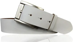 MILANO: Basic Gürtel 4 cm aus echtem Leder mit schöner altsilbernen Gürtelschnalle