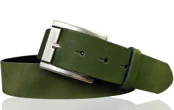 MILANO: Basic Gürtel 4 cm aus echtem Leder mit schöner altsilbernen Gürtelschnalle
