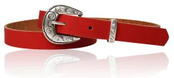 MISSY Kindergürtel mit Straßschnalle und Schlaufe, echtes Leder, 2 cm breit