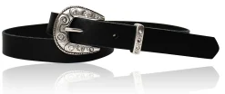 MISSY Kindergürtel mit Straßschnalle und Schlaufe, echtes Leder, 2 cm breit