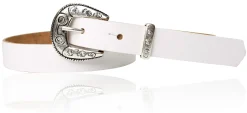 MISSY Kindergürtel mit Straßschnalle und Schlaufe, echtes Leder, 2 cm breit