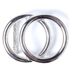 Modische Gürtelschnalle Doppelringe, silber, 3 cm, Damen