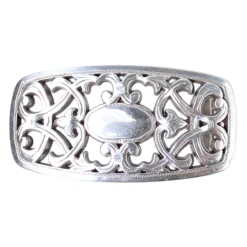 Modische Gürtelschnalle silber, 3 cm, Damen, florales Muster