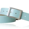 Modischer Ledergürtel 4 cm für Damen mit silbern glänzender Gürtelschnalle