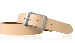 Modischer Ledergürtel 4 cm für Damen mit silbern glänzender Gürtelschnalle