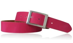 Modischer Ledergürtel 4 cm für Damen mit silbern glänzender Gürtelschnalle