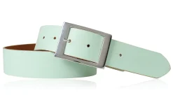 Modischer Ledergürtel 4 cm für Damen mit silbern glänzender Gürtelschnalle