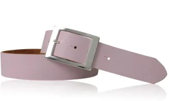Modischer Ledergürtel 4 cm für Damen mit silbern glänzender Gürtelschnalle