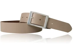 Modischer Ledergürtel 4 cm für Damen mit silbern glänzender Gürtelschnalle