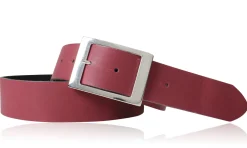 Modischer Ledergürtel 4 cm für Damen mit silbern glänzender Gürtelschnalle