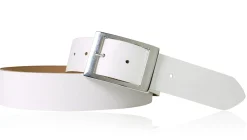 Modischer Ledergürtel 4 cm für Damen mit silbern glänzender Gürtelschnalle