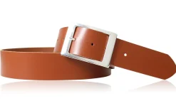 Modischer Ledergürtel 4 cm für Damen mit silbern glänzender Gürtelschnalle