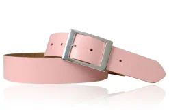 Modischer Ledergürtel 4 cm für Damen mit silbern glänzender Gürtelschnalle