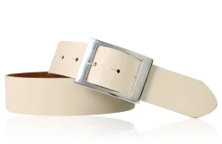 Modischer Ledergürtel 4 cm für Damen mit silbern glänzender Gürtelschnalle