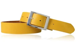 Modischer Ledergürtel 4 cm für Damen mit silbern glänzender Gürtelschnalle
