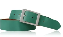 Modischer Ledergürtel 4 cm für Damen mit silbern glänzender Gürtelschnalle