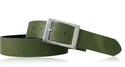 Modischer Ledergürtel 4 cm für Damen mit silbern glänzender Gürtelschnalle