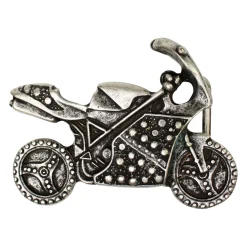 MOTORBIKE Gürtelschnalle Motorrad für 4 cm Wechselriemen, altsilber