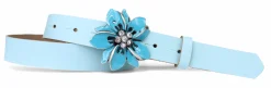 O`AHU sommerlicher Gürtel mit Koppelschnalle Blume türkis, emailliert, 3 cm