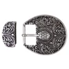 Ovale Gürtelschnalle, florale Ornamente, silber, Damen, 2,5 cm