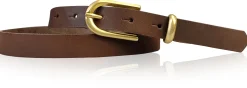 PALERMO schmaler 2 cm Damen Ledergürtel mit goldener Gürtelschnalle & Schlaufe