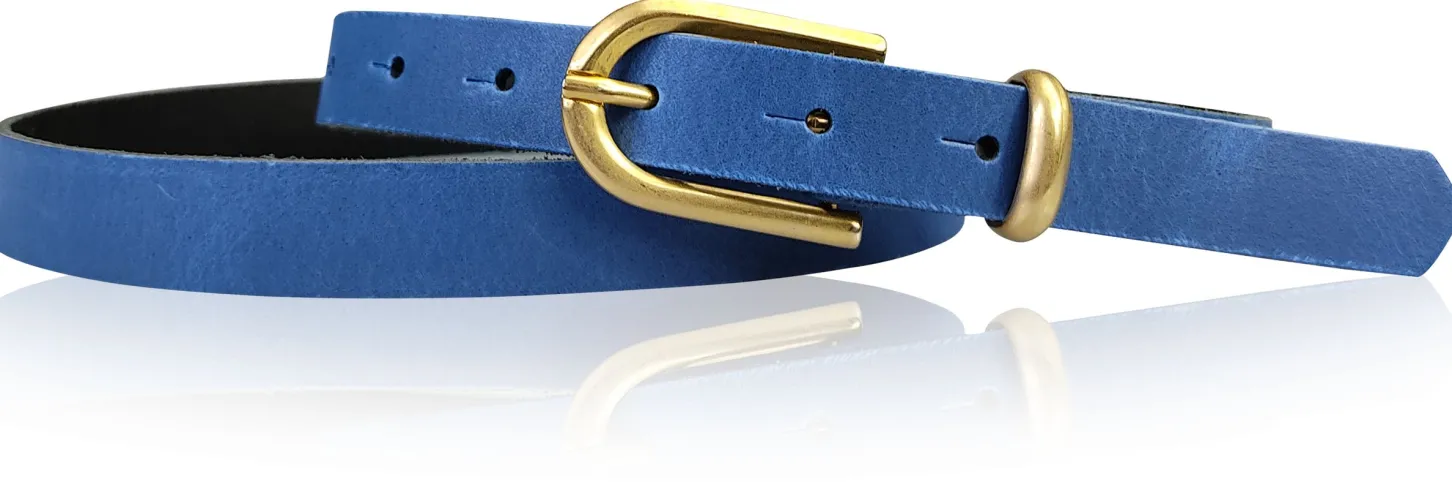 PALERMO schmaler 2 cm Damen Ledergürtel mit goldener Gürtelschnalle & Schlaufe