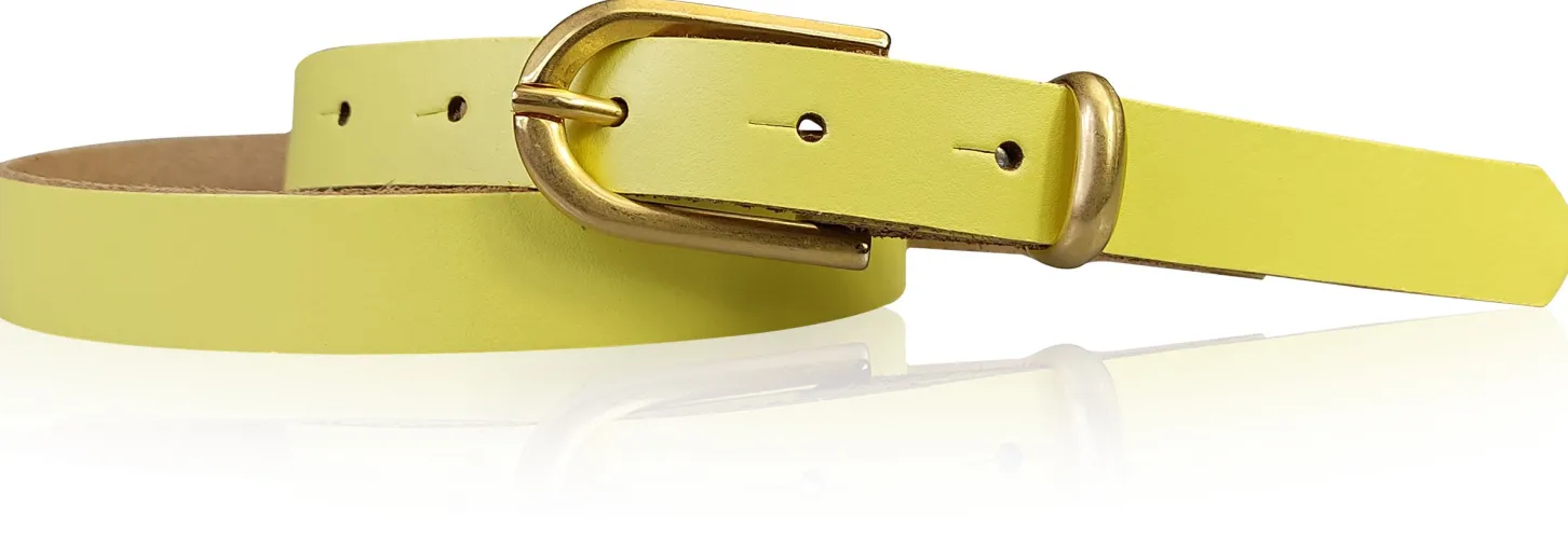 PALERMO schmaler 2 cm Damen Ledergürtel mit goldener Gürtelschnalle & Schlaufe