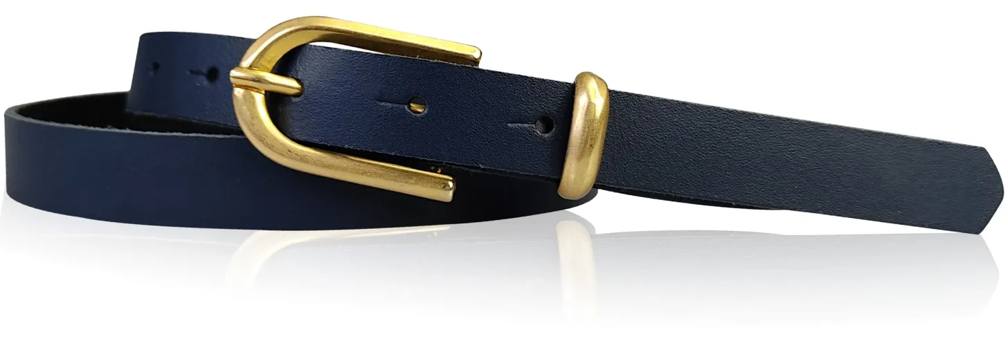 PALERMO schmaler 2 cm Damen Ledergürtel mit goldener Gürtelschnalle & Schlaufe