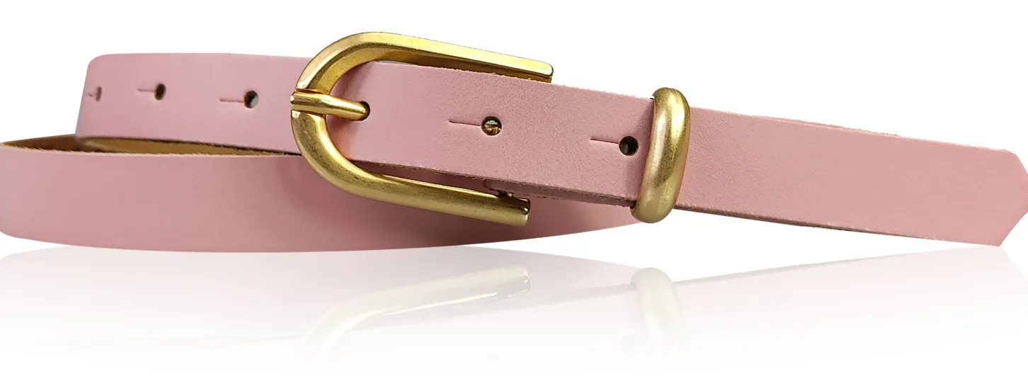 PALERMO schmaler 2 cm Damen Ledergürtel mit goldener Gürtelschnalle & Schlaufe