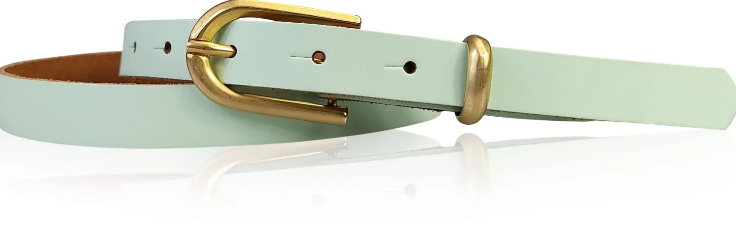 PALERMO schmaler 2 cm Damen Ledergürtel mit goldener Gürtelschnalle & Schlaufe