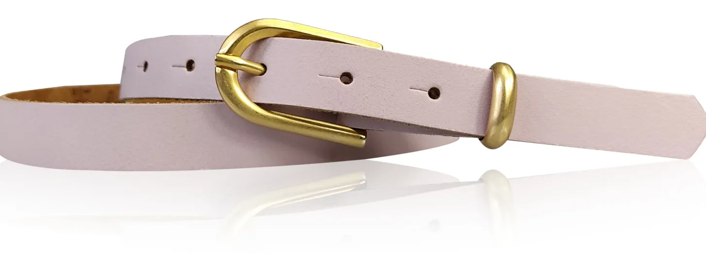 PALERMO schmaler 2 cm Damen Ledergürtel mit goldener Gürtelschnalle & Schlaufe