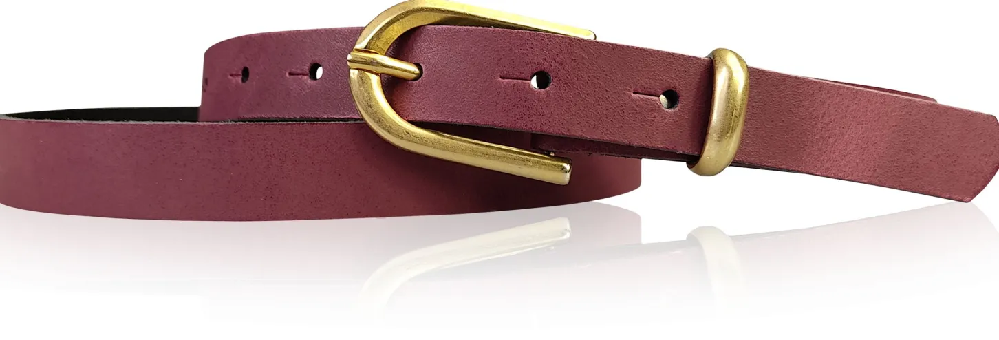 PALERMO schmaler 2 cm Damen Ledergürtel mit goldener Gürtelschnalle & Schlaufe