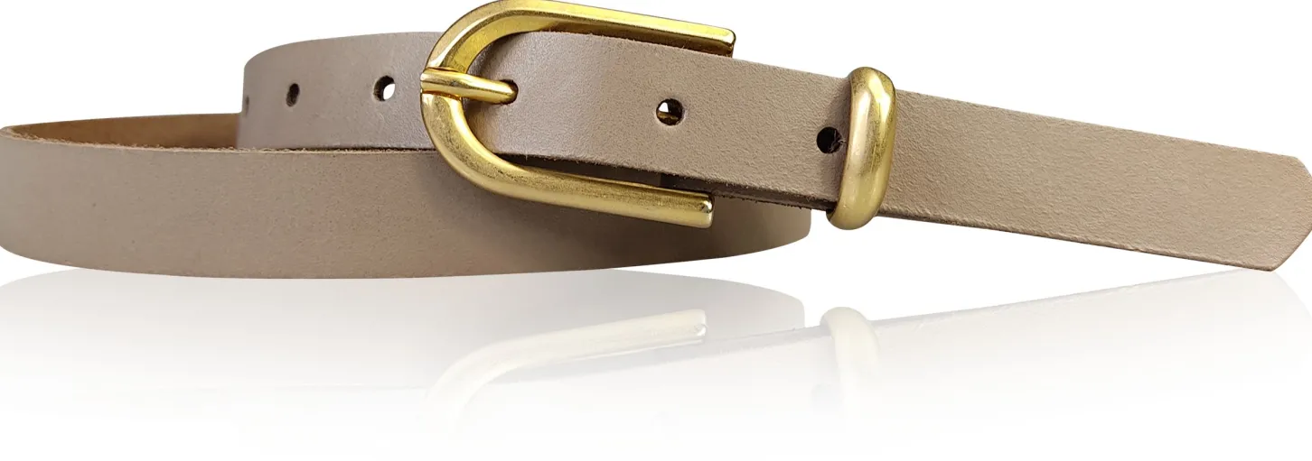 PALERMO schmaler 2 cm Damen Ledergürtel mit goldener Gürtelschnalle & Schlaufe