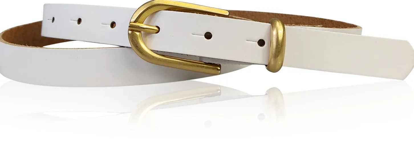PALERMO schmaler 2 cm Damen Ledergürtel mit goldener Gürtelschnalle & Schlaufe