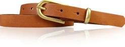 PALERMO schmaler 2 cm Damen Ledergürtel mit goldener Gürtelschnalle & Schlaufe