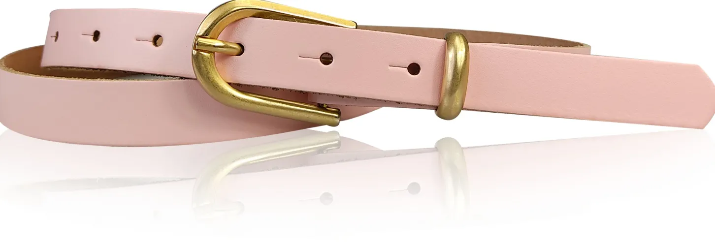 PALERMO schmaler 2 cm Damen Ledergürtel mit goldener Gürtelschnalle & Schlaufe
