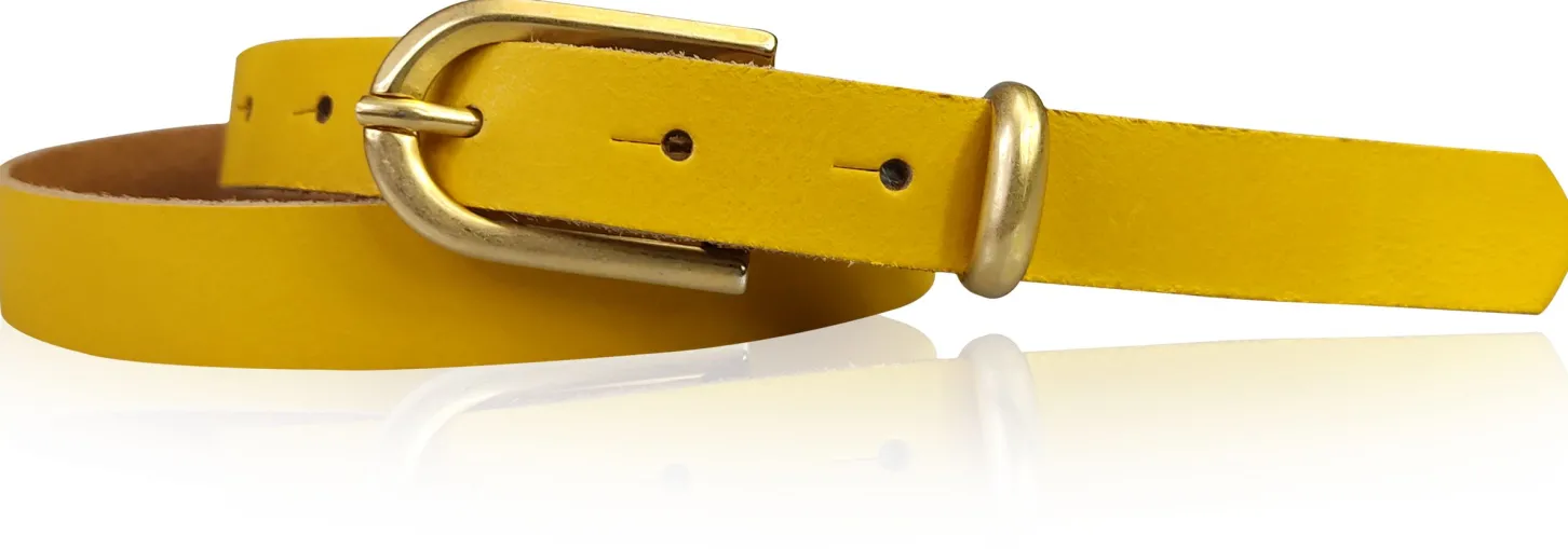 PALERMO schmaler 2 cm Damen Ledergürtel mit goldener Gürtelschnalle & Schlaufe