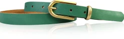 PALERMO schmaler 2 cm Damen Ledergürtel mit goldener Gürtelschnalle & Schlaufe