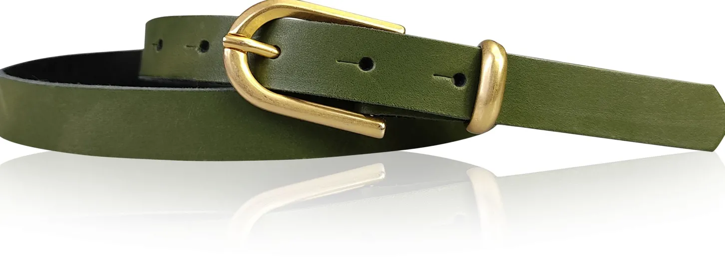PALERMO schmaler 2 cm Damen Ledergürtel mit goldener Gürtelschnalle & Schlaufe