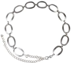 PALERMO silberner Kettengürtel mit großen ovalen Ringen, 110 cm
