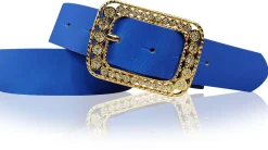 PALMA: Damen Ledergürtel 4 cm mit goldener Strass Gürtelschnalle
