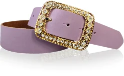 PALMA: Damen Ledergürtel 4 cm mit goldener Strass Gürtelschnalle