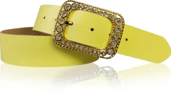PALMA: Damen Ledergürtel 4 cm mit goldener Strass Gürtelschnalle