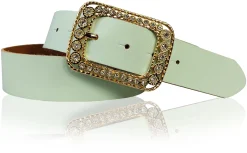 PALMA: Damen Ledergürtel 4 cm mit goldener Strass Gürtelschnalle