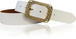 PALMA: Damen Ledergürtel 4 cm mit goldener Strass Gürtelschnalle